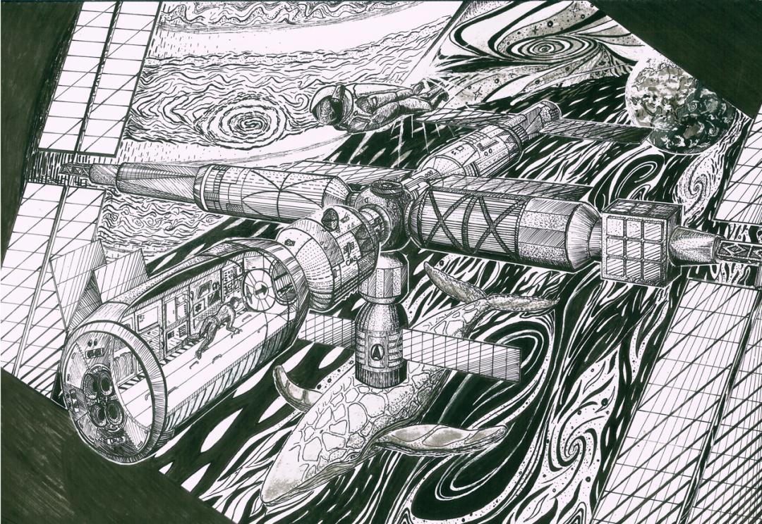 Taikonaut displays SZU student’s painting in Tiangong Space Station’s art exhibition